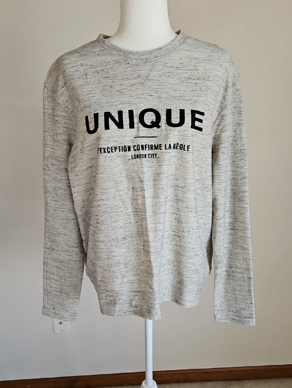 Mango Alex Unique Spellout Sweatshirt Grey Cozy Casual French NEW LG